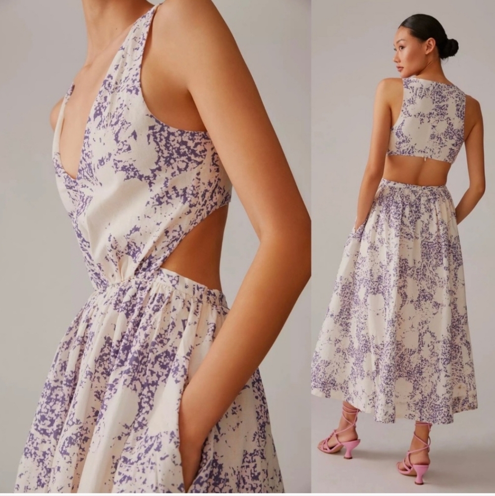 Anthropologie X Aureta Side Cut Out Midi Dress, NWT, Small - Picture 2 of 8